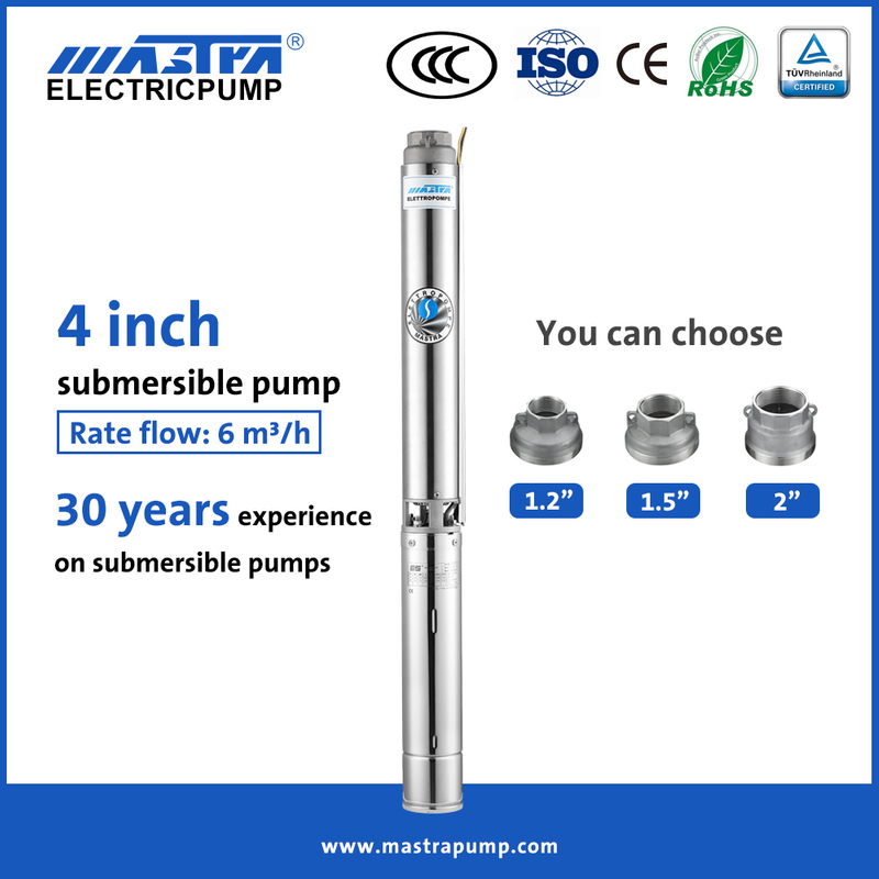 Mastra 4 Inch 3/4 HP Submersible Well Pump R95-ST6 1 HP مضخة بئر غواصة 3 سلك