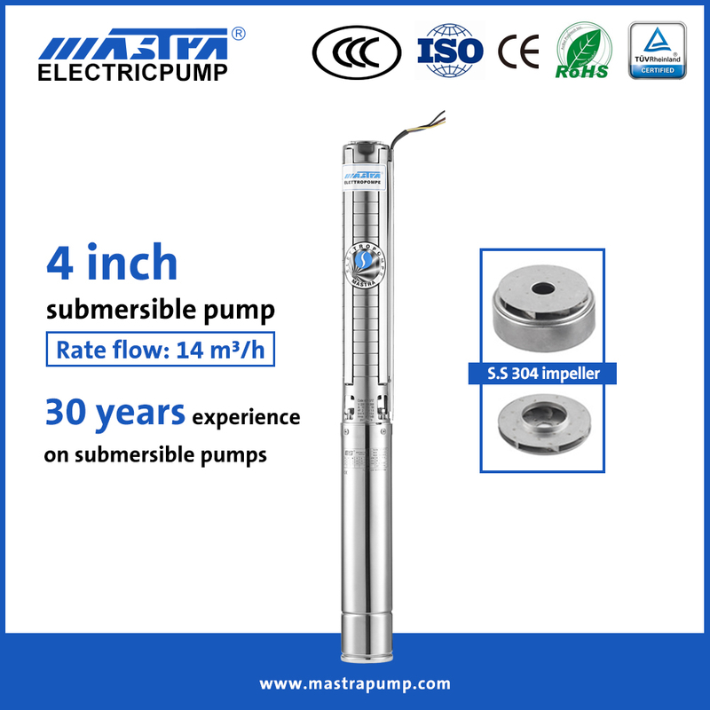 Mastra 4 بوصة جميع الفولاذ المقاوم للصدأ 24V الغاطسة العميقة DC مضخة مياه الطاقة الشمسية 4SP14 مضخة مياه العميقة العميقة للبيع