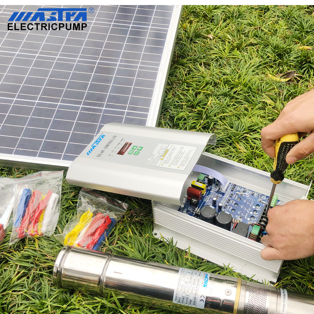 مجموعة مضخات البئر اللولبية الغاطسة بالطاقة الشمسية MASTRA نظام مضخة مياه تعمل بالطاقة الشمسية DC 1 3 HP مضخة غاطسة غاطسة مع عمودي