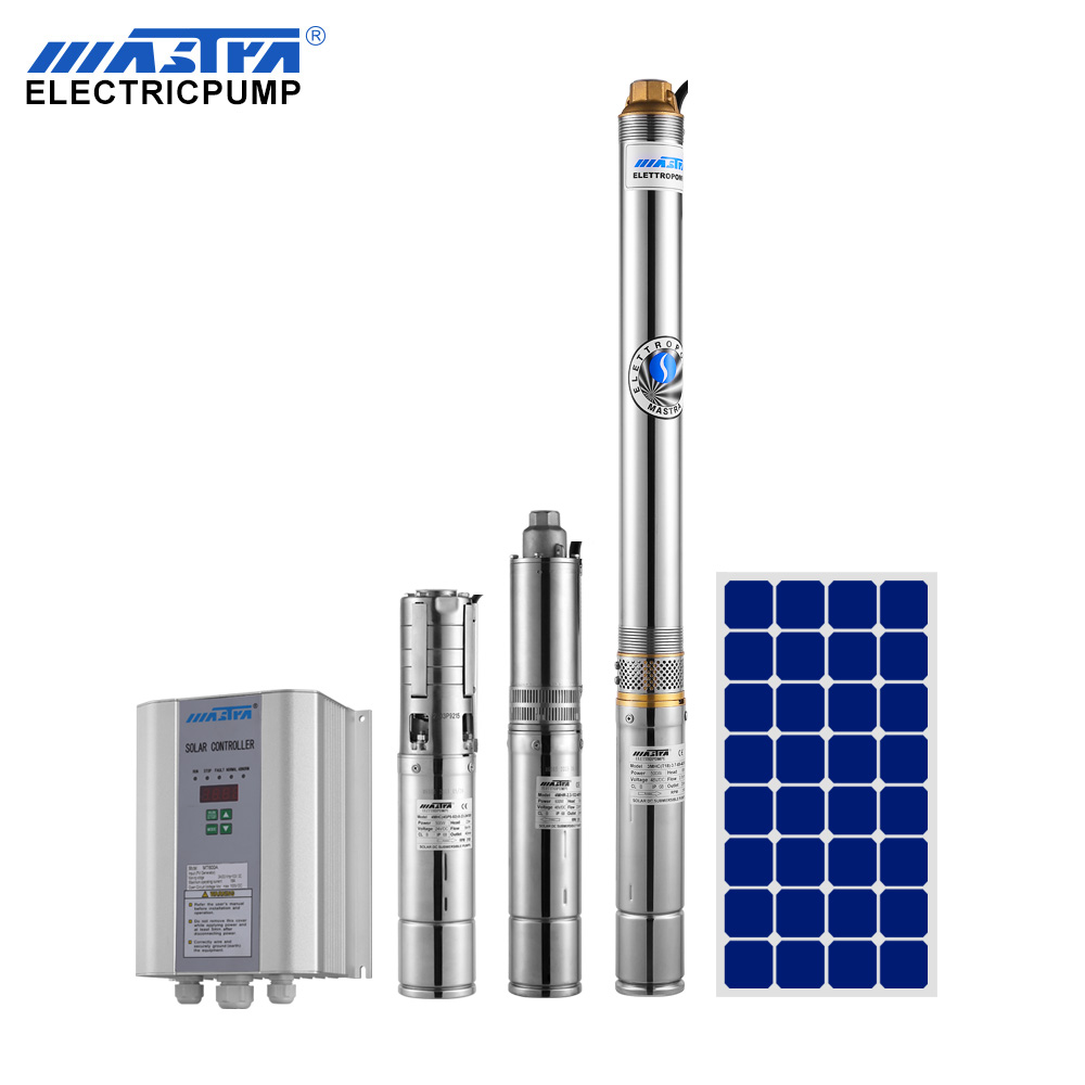 مجموعة مضخات البئر اللولبية الغاطسة بالطاقة الشمسية MASTRA نظام مضخة مياه تعمل بالطاقة الشمسية DC 1 3 HP مضخة غاطسة غاطسة مع عمودي