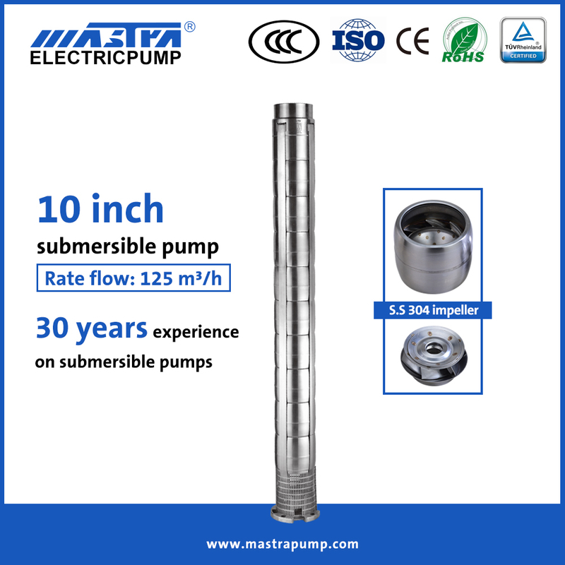 Mastra 10 بوصة جميع الفولاذ المقاوم للصدأ مضخة المياه الكهربائية الغاطسة 10sp125 AC مضخة المياه الغازية